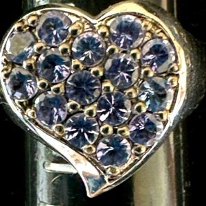 Authentic Tanzanite heart ring 925 Sterling Silver sz 8